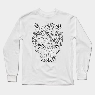 Scary zombie Monster Horror Black Lineart Long Sleeve T-Shirt